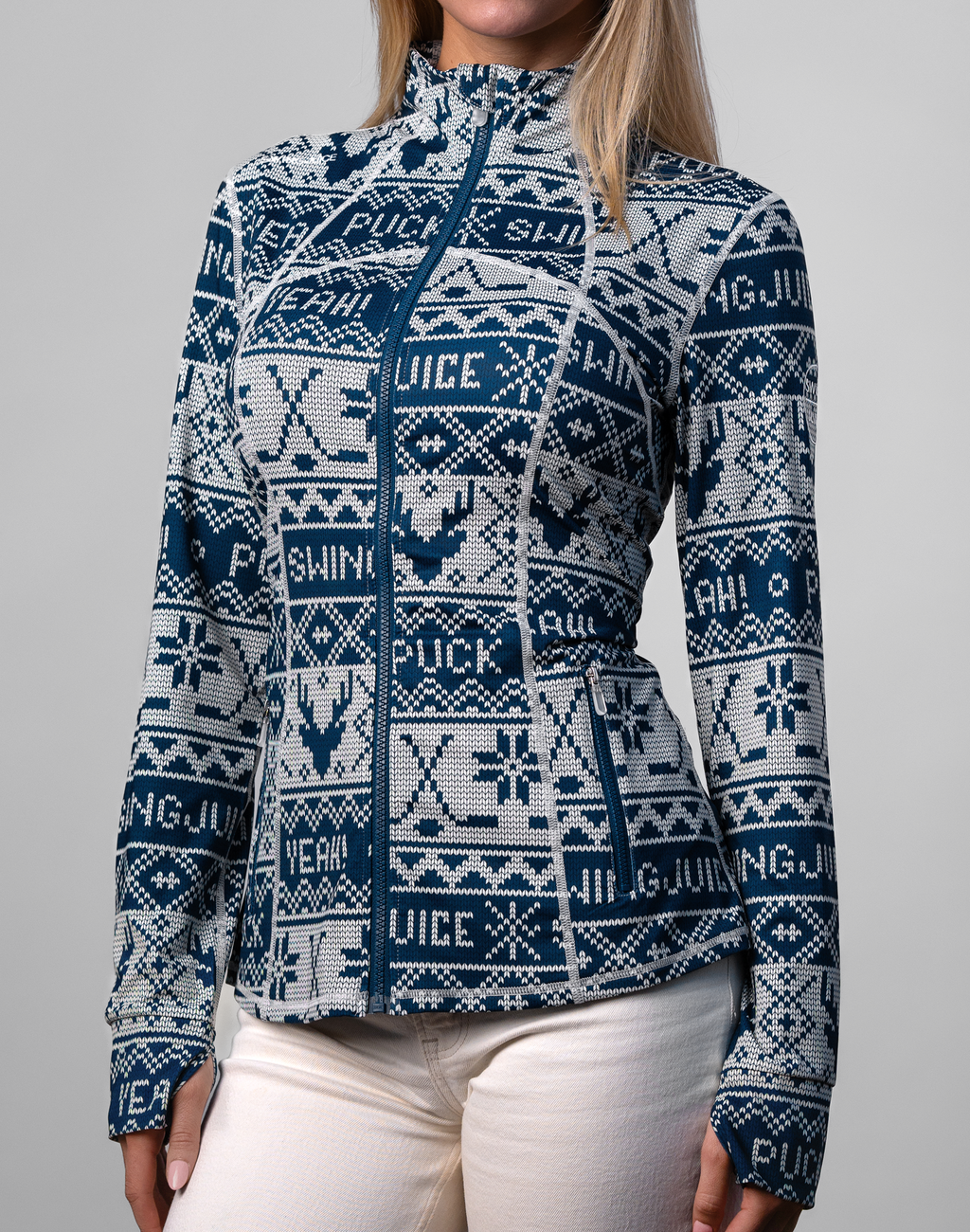 Hockey Puck Yeah Fairisle Women's Full Zip - Final Sale