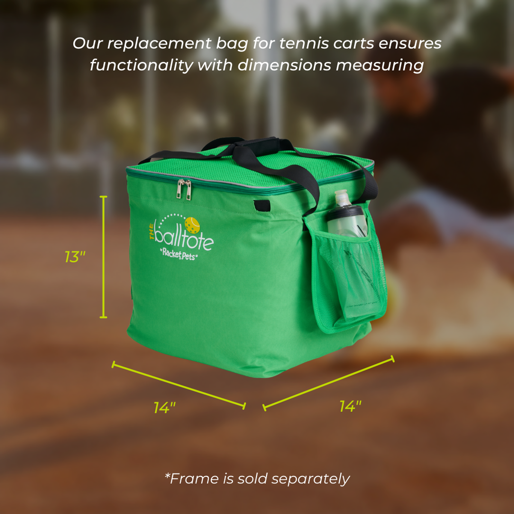 Ball Tote - Green Replacement Bag for Tennis and Pickleball Pro Teaching Cart