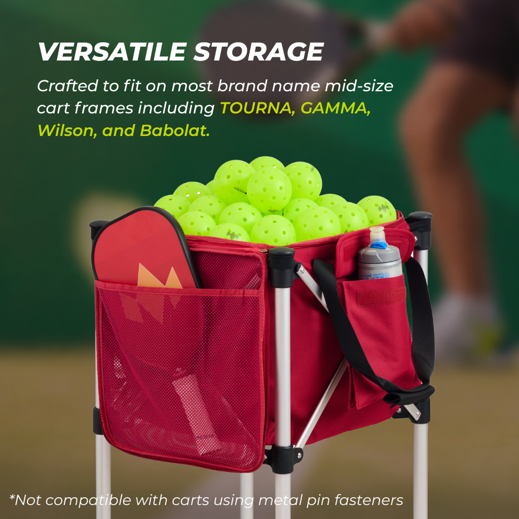 Ball Tote - Red Replacement Bag for Tennis and Pickleball Pro Teaching Cart