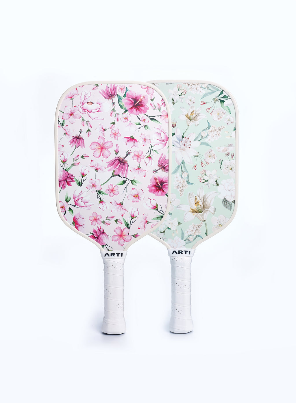 Pickleball Gift Set for 2: 2 Paddles, 4 Balls + Carry Bag | ARTI "Flowers" Beginner Starter Set, USA Pickleball Approved