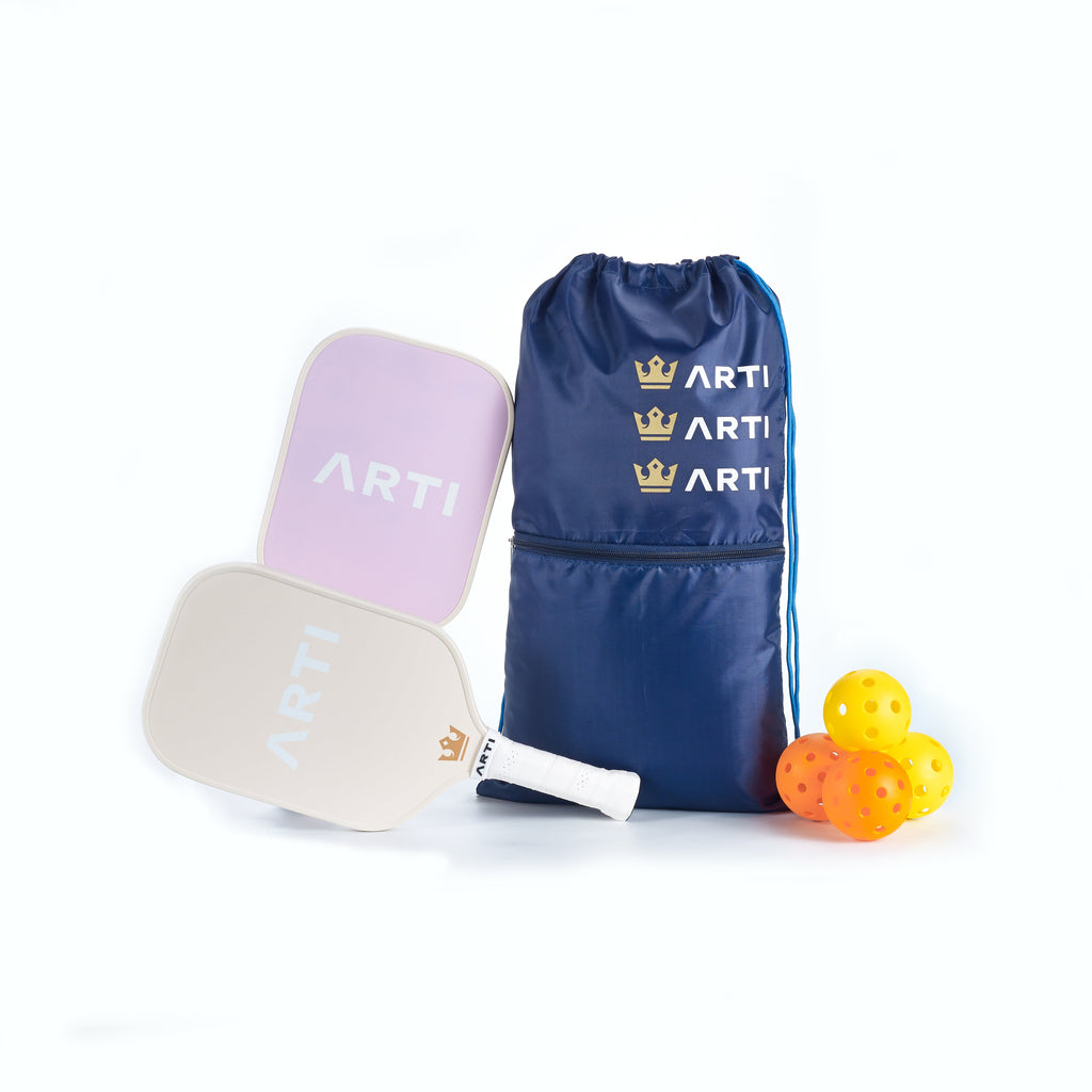 Pickleball Gift Set for 2: 2 Paddles, 4 Balls + Carry Bag | ARTI "Dogs & Giraffes" Beginner Starter Set, USA Pickleball Approved