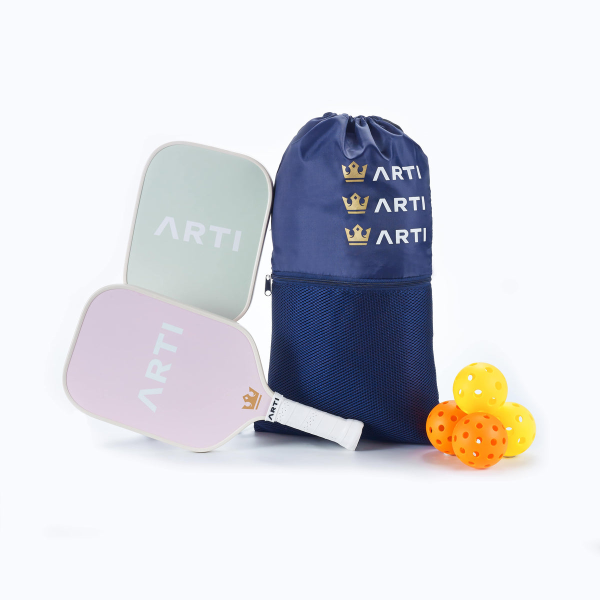 Pickleball Gift Set for 2: 2 Paddles, 4 Balls + Carry Bag | ARTI "Flowers" Beginner Starter Set, USA Pickleball Approved
