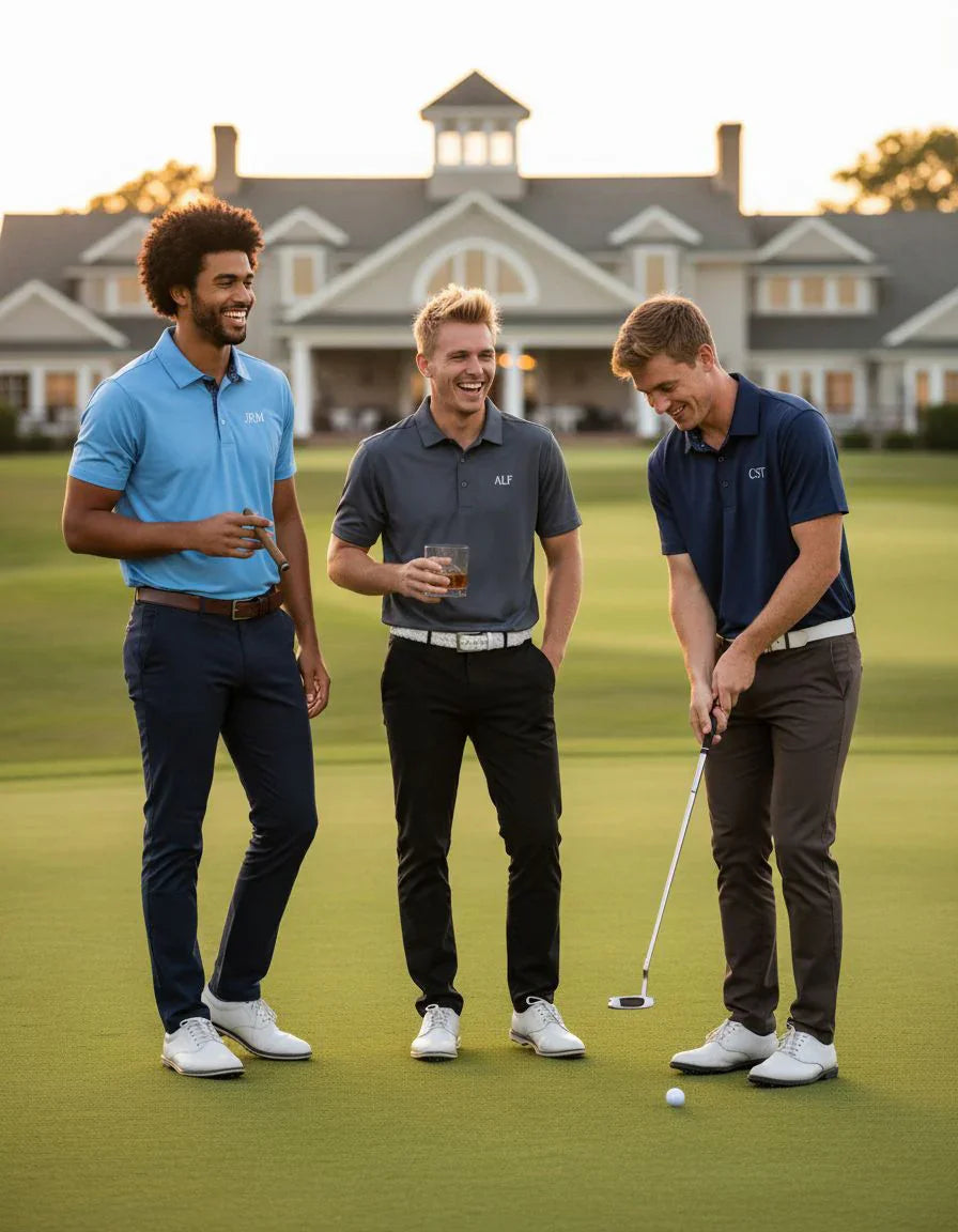 Personalized Groomsmen Golf Polo - Premium Vineyard print - Performance Fabric