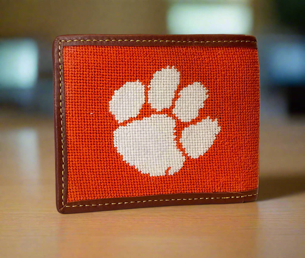 Clemson University Tiger Paw Needlepoint Wallet