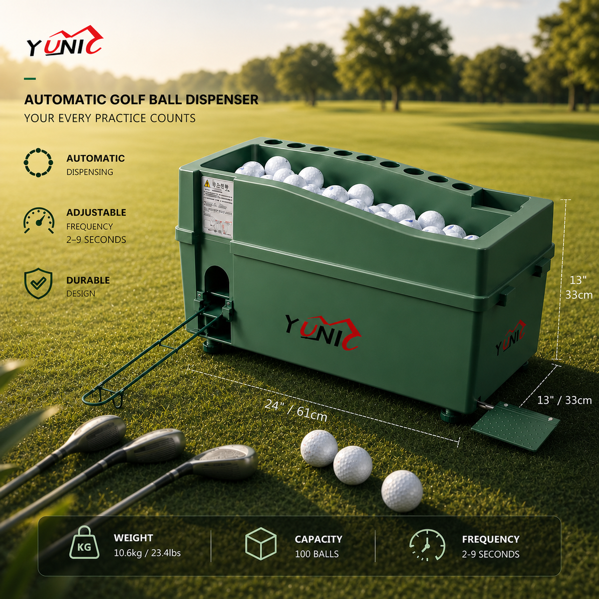 Golf Ball Dispenser Machine Powerless Automatic Tee Up