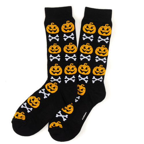 Bad To The Bone Pumpkin Black Men's Socks