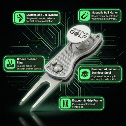 Aiming Fluid Foldable 5-in-1 Divot Tool with Magnetic Ball Marker