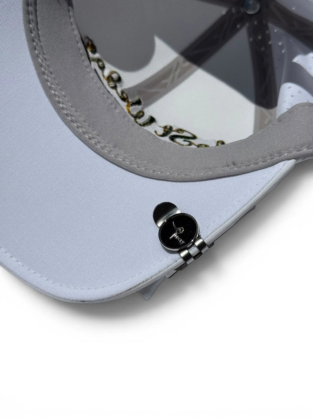 Lost Wedge™ Official Logo Retro Golf Hat White with White Chord