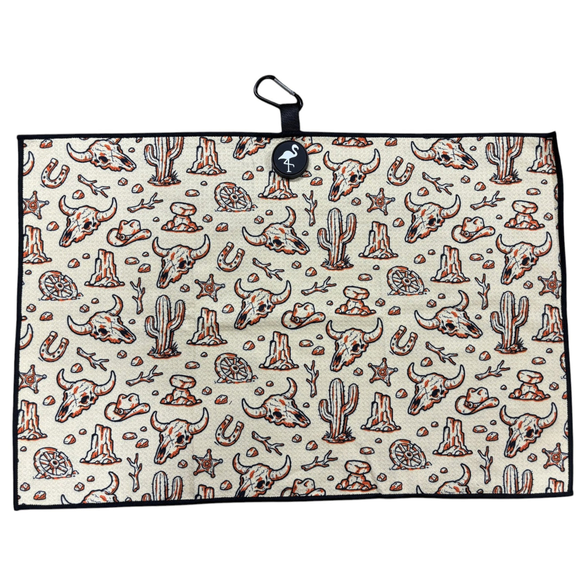 Badlands Golf Towel | 24” x 16” Microfiber Towel | Magnetic Clip & Carabiner | Premium Golf Accessory | Longhorn Desert Western