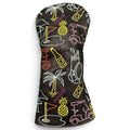 Miami Slice Driver Headcover – Premium Faux Leather Driver Cover – Elastic Fit – Embroidered - Neon Lights
