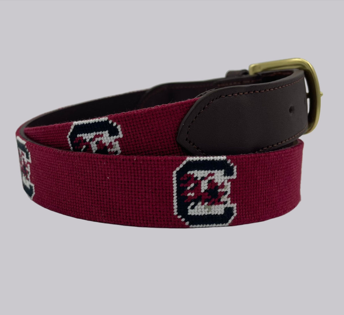 University of South Carolina (USC) Gamecocks - Officially Licensed - Hand-stitched Needlepoint Belt