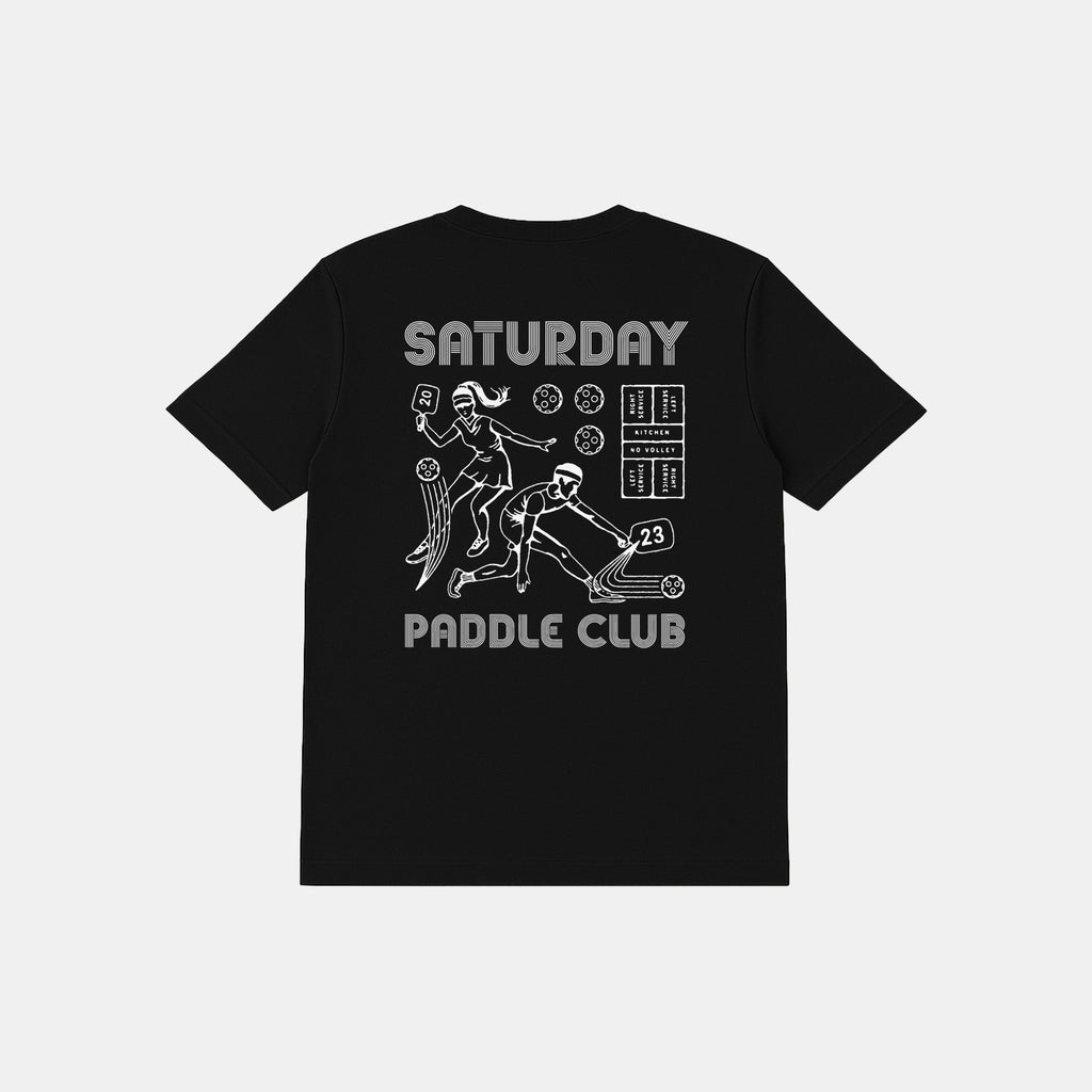 Retro Saturday Paddle Club Pickleball Tee (Black)
