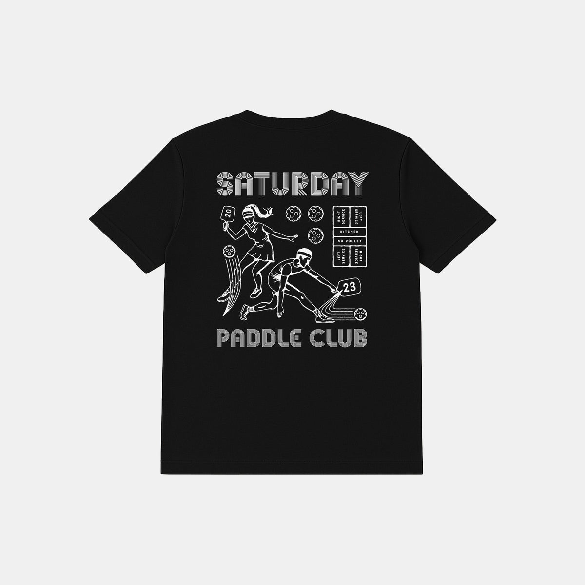 Retro Saturday Paddle Club Pickleball Tee (Black)