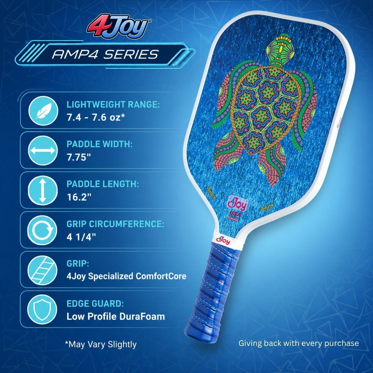 AMP4 Series Turtle Design Pickleball Paddle
