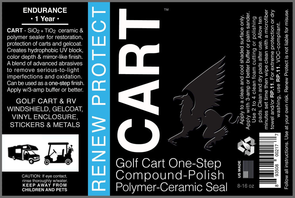 GOLF CART & RV - Ceramic-Hybrid Compound, Polish, Sealer ONE-STEP for Golf Carts, RVs, UTV, ATV - Panels & Clear Acrylic Windscreens