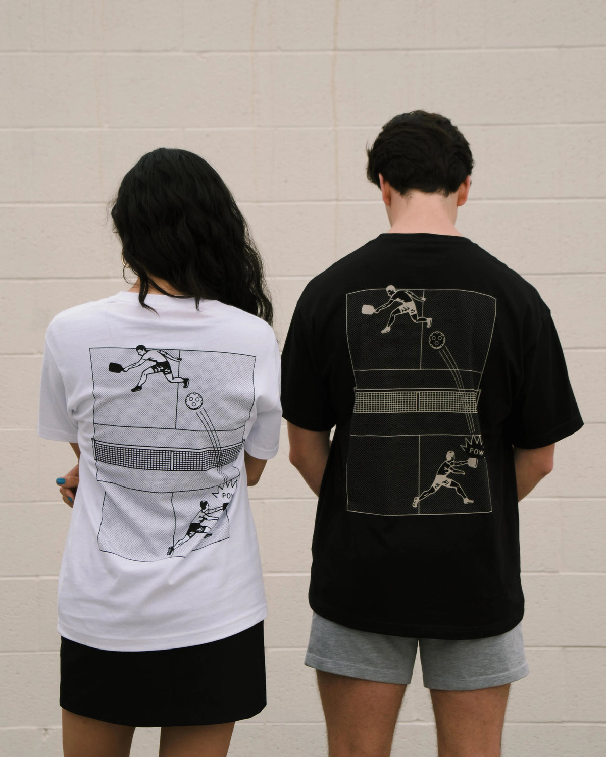 Retro Revival Pickleball Court Tee (White)