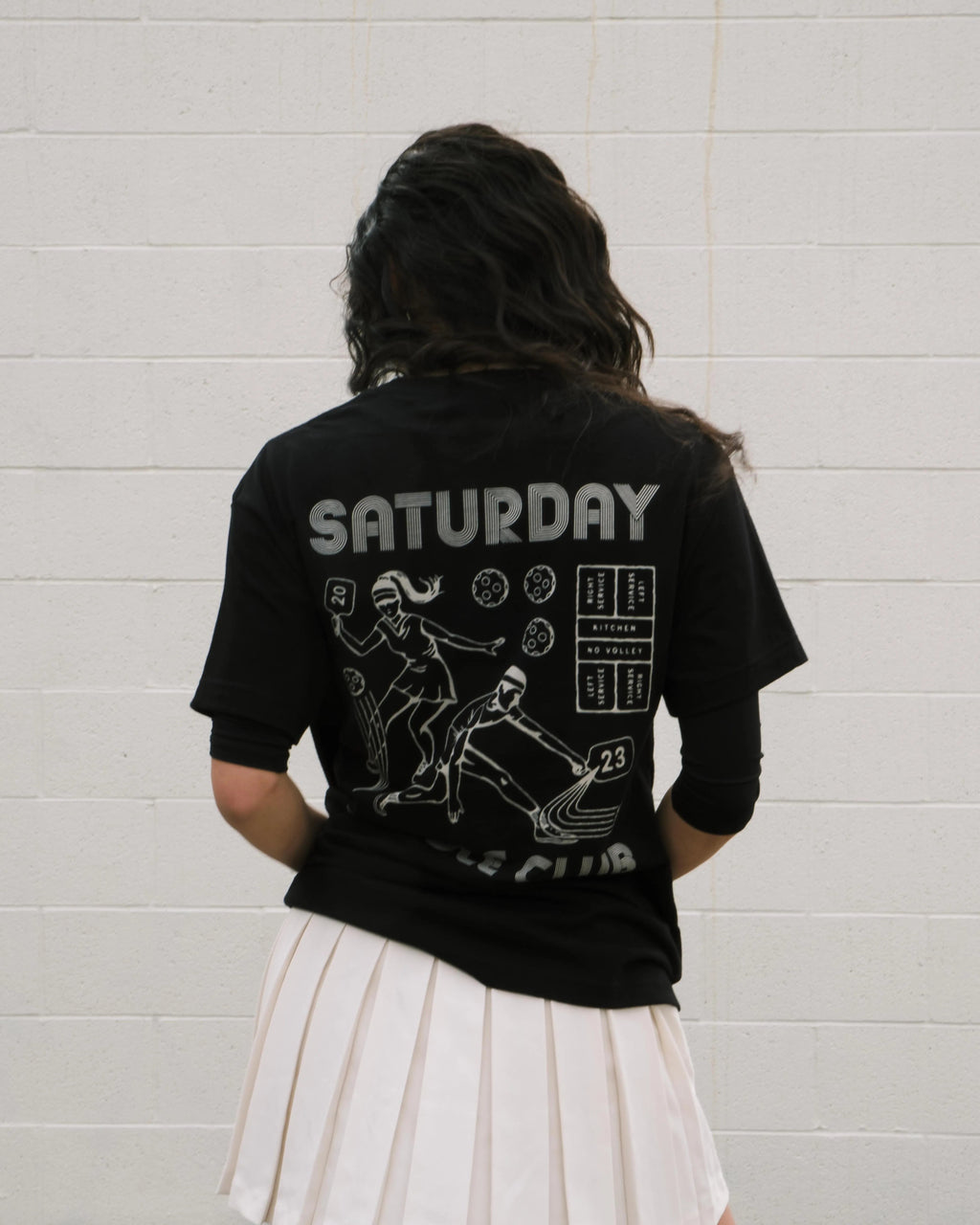 Retro Saturday Paddle Club Pickleball Tee (Black)