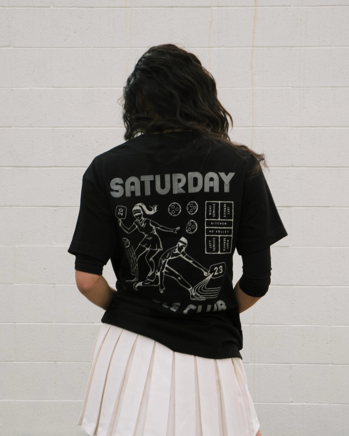 Retro Saturday Paddle Club Pickleball Tee (Black)